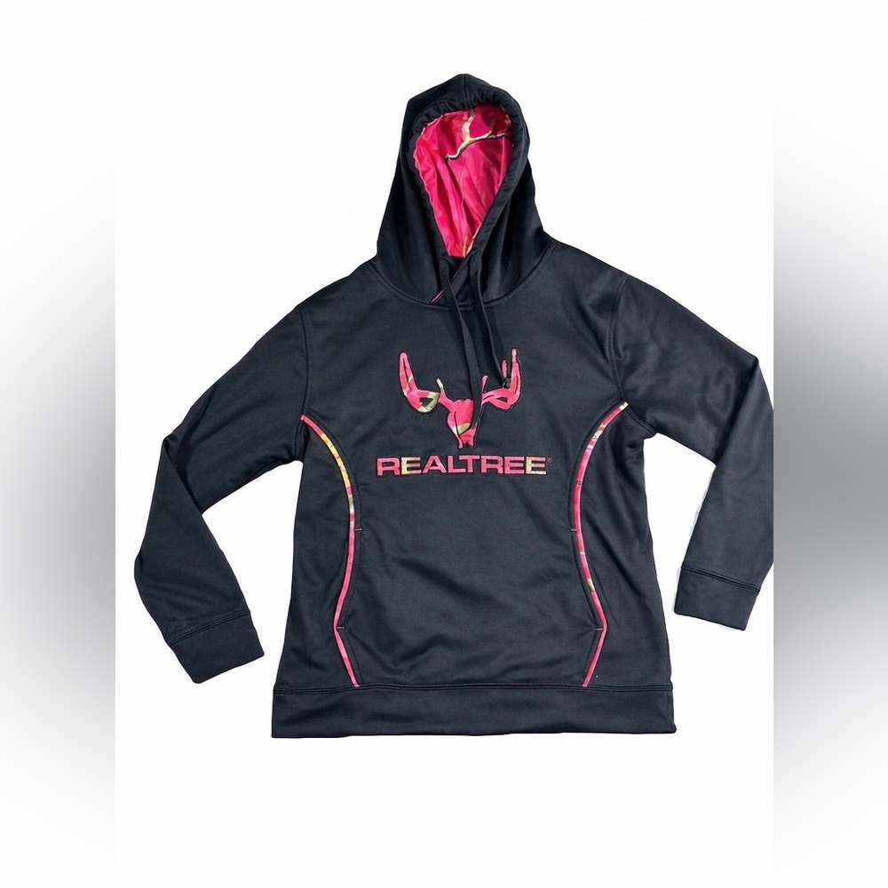 Realtree by Cottonwood Canyon Women’s Hoodie Small Black Pink Camo Logo Pullover - Picture 2 of 9